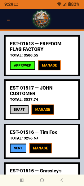 Mobile Estimate List