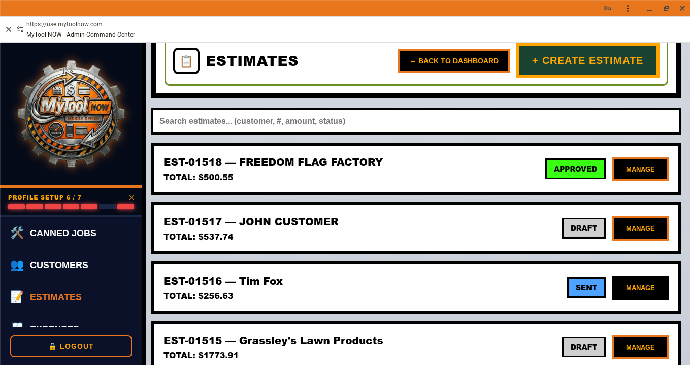 Estimate List