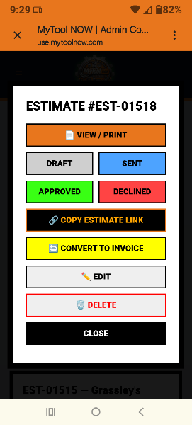 Mobile Estimate Manage