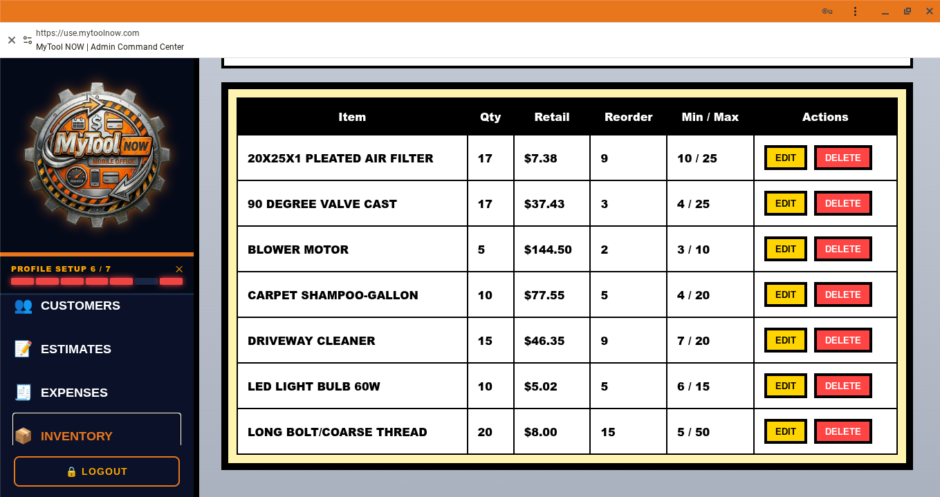 Inventory List