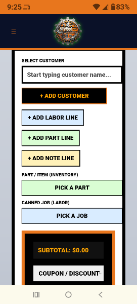 Mobile Invoice Entry