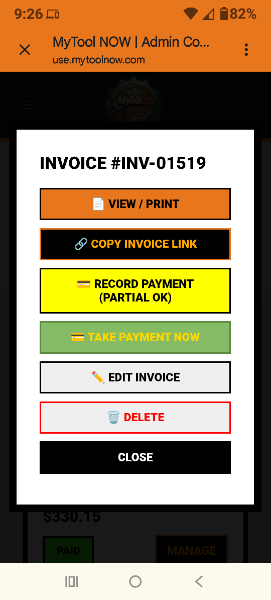 Mobile Invoice Manage