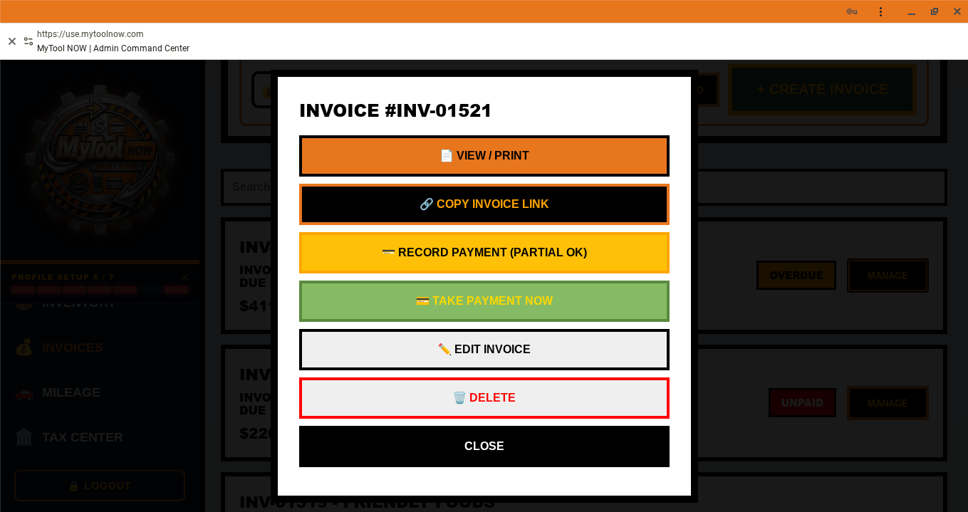 Invoice Manage Options