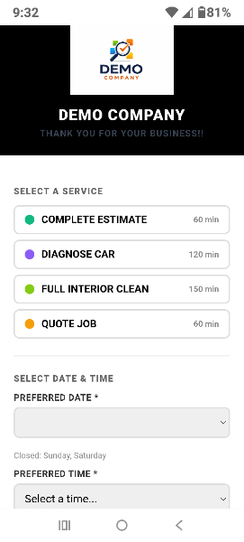 Mobile Online Booking